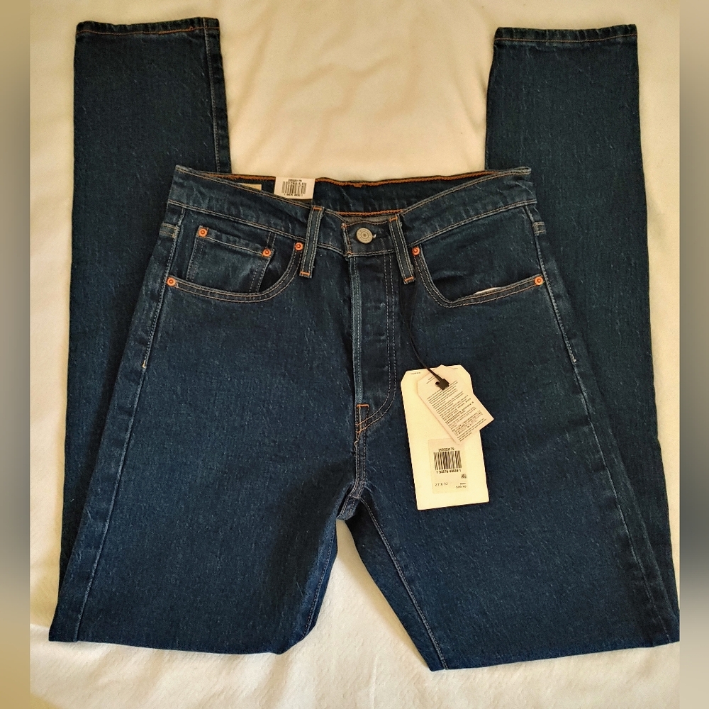 Levi's Premium 501 S Skinny Button Fly Blue Jeans Classic Design High Rise